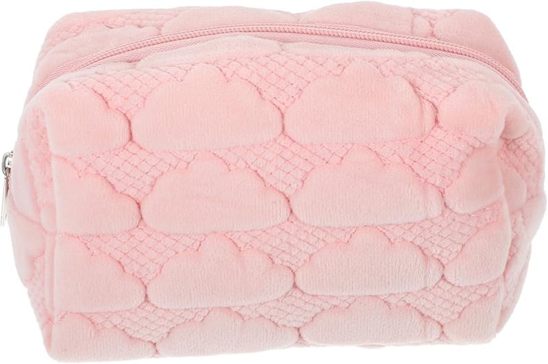 Veemoon Plush Pink Makeup Bag Travel Cosmetic Pouch Ample Storage For Women - Image 1